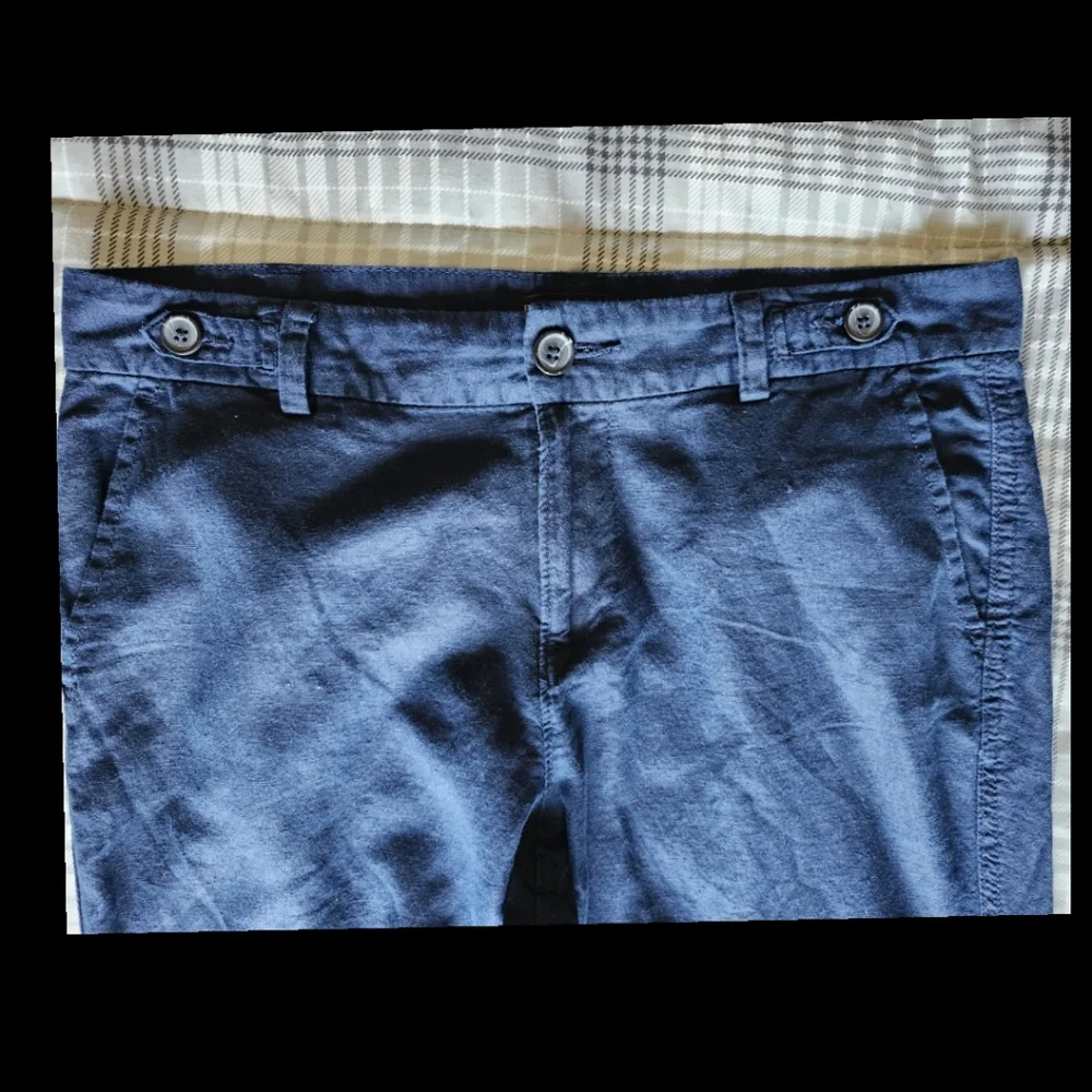 Banana Republic Navy Blue Linen Cotton Trousers Size W30●